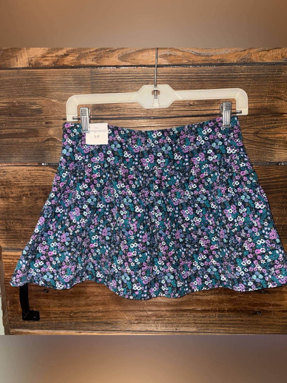 Y2K 2000’s Floral Mini Skirt in Teal, Purple & Black - Picture 4 of 4